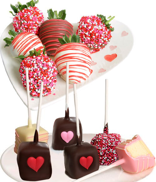 Valentine's Day Belgian Chocolate Covered Strawberries & Cheesecakes Pops - Chocolate Covered Company®