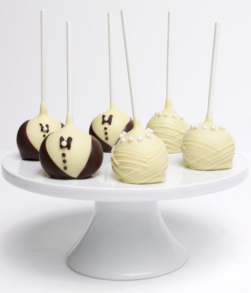 Bride & Groom Wedding Chocolate-Dipped Cake Pops Gift - 6pc - Chocolate Covered Company®