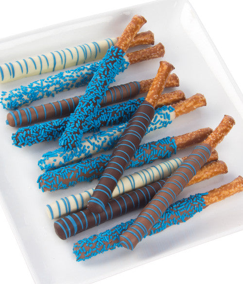 Baby Boy Blue Belgian Chocolate Covered Pretzels - 12pc - Chocolate Covered Company®