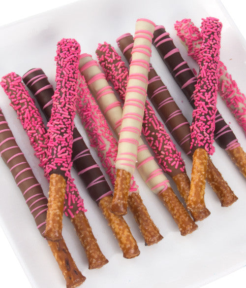 Pink Belgian Chocolate Covered Pretzels - 12pc - Chocolate Covered Company®