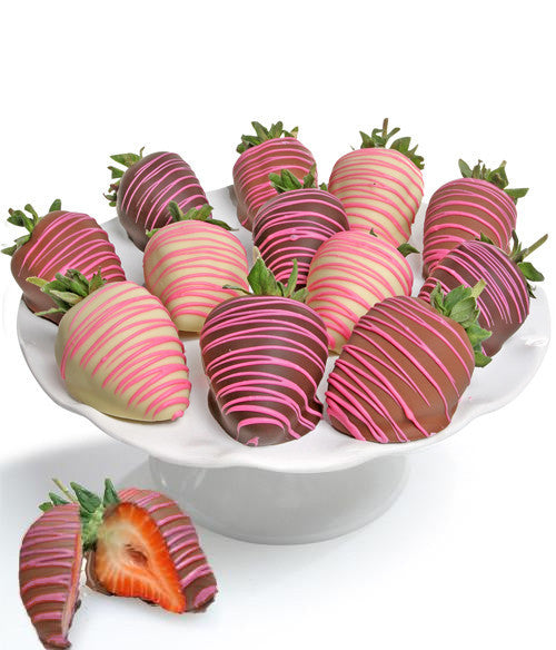 Elegant Pink Drizzle Chocolate Covered Strawberries - Chocolate Covered Company®